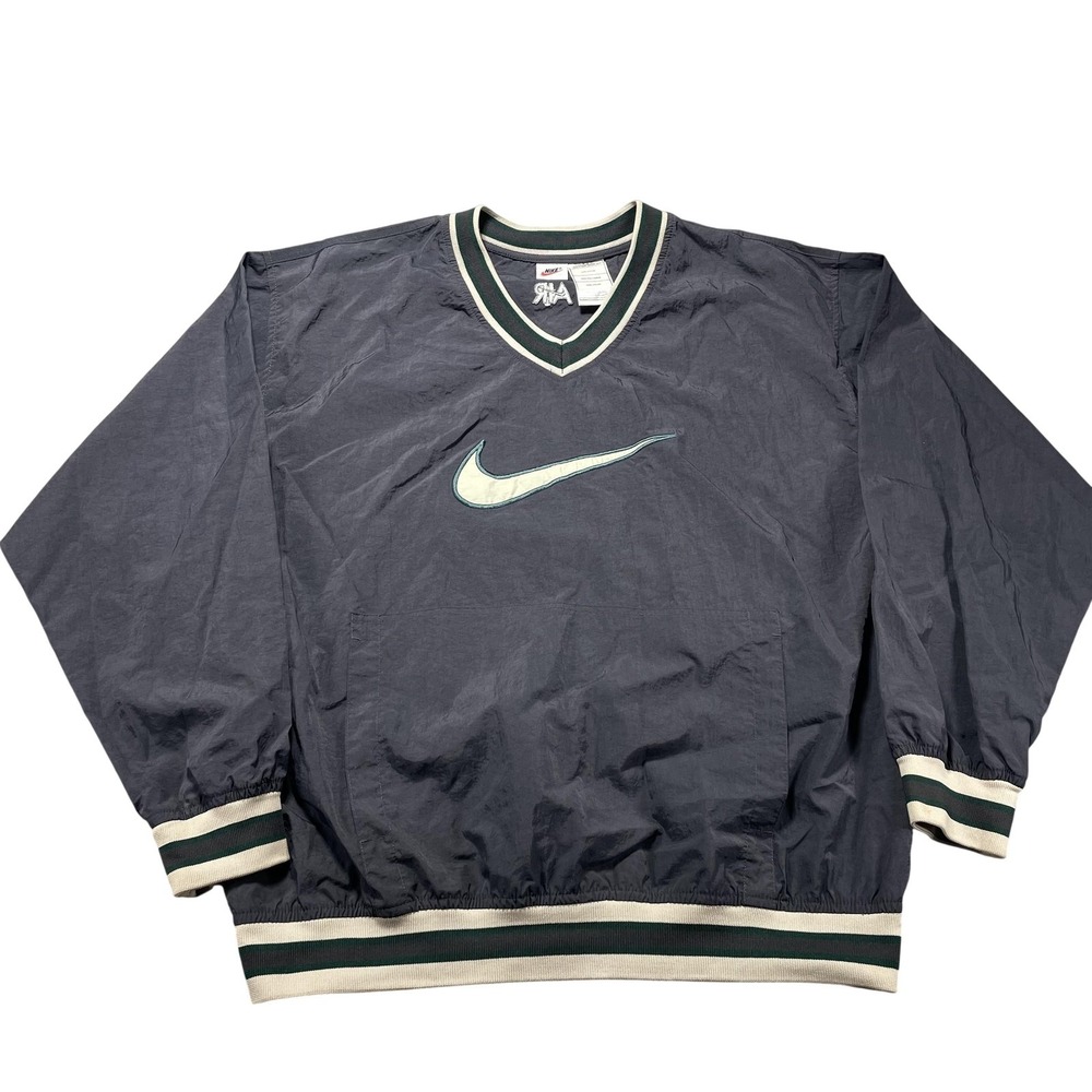 Vintage Nike Jacket Mens XL Gray V-Neck‎ Pullover Air Windbreaker Retro 90s